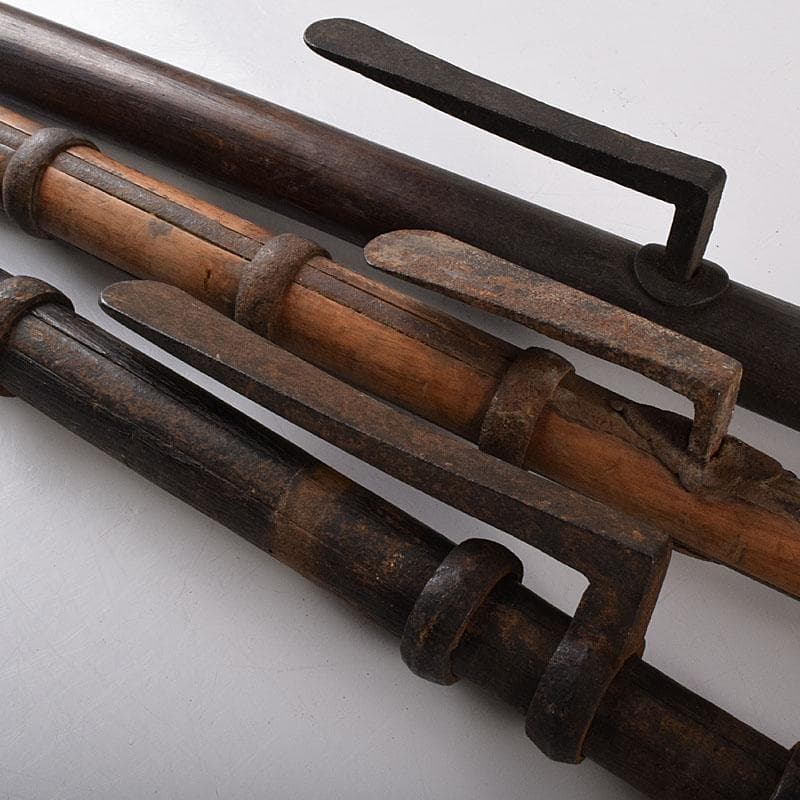 火消道具　古い鳶口　古鉄製　鳶口　火消鉤　4点まとめて　V　R8466H