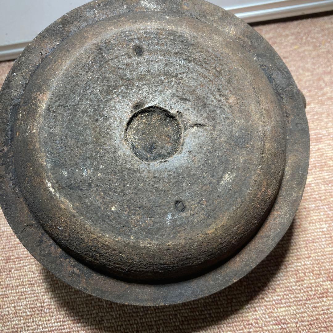 大正期昭和初期晴寿堂花模様鉄瓶