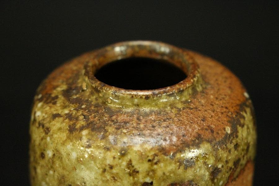 茶道具 古信楽 茶入 大津ふくさ 付 時代箱(RC937)