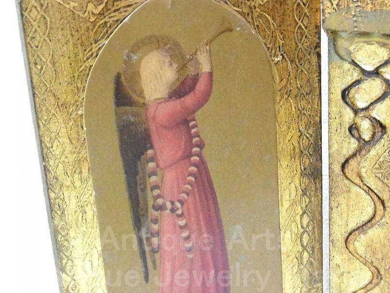 イタリア アンティーク ラファエロ・サンティ『小椅子の聖母』３枚続きの祭壇画