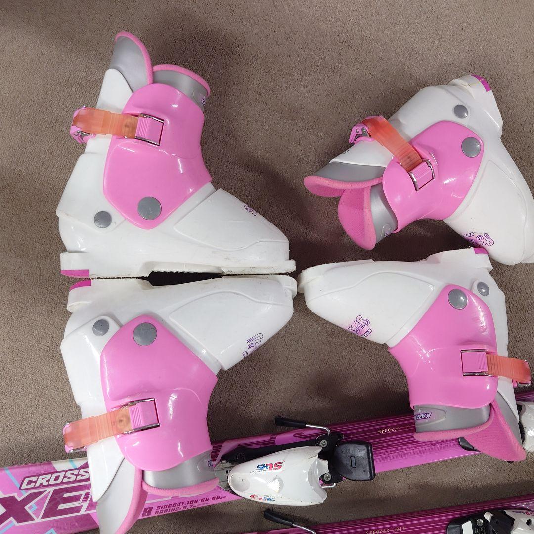 即滑走OK 使用済小学生スキー118cmブーツ22cm23cm2足 ポールおまけ