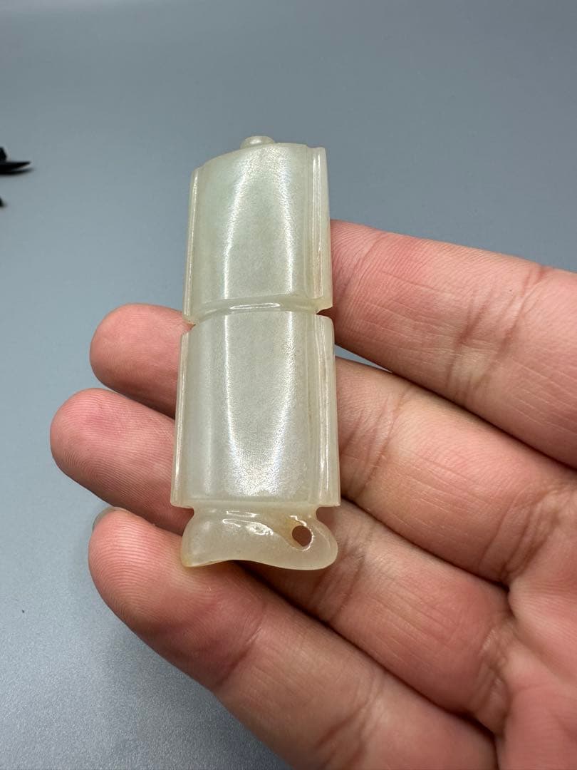 和田玉 長方形彫刻 2点セット ループタイ 古砡　白砡　根付　天然素材 置物骨董