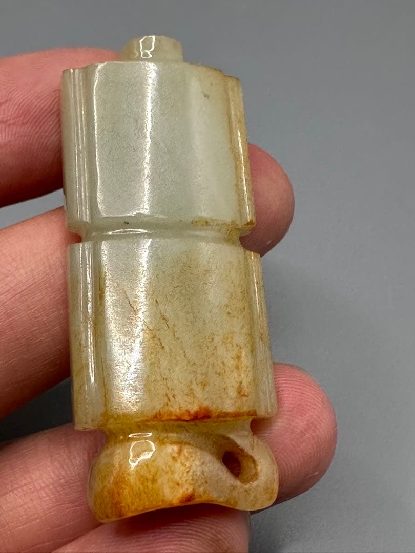和田玉 長方形彫刻 2点セット ループタイ 古砡　白砡　根付　天然素材 置物骨董