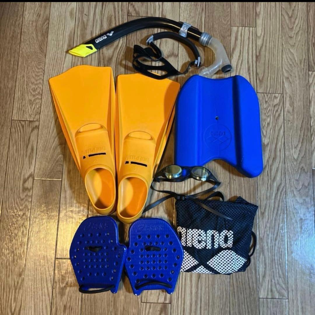 競泳　トレーニング　セット　フィン　シュノーケル　ビート板　パドル等
