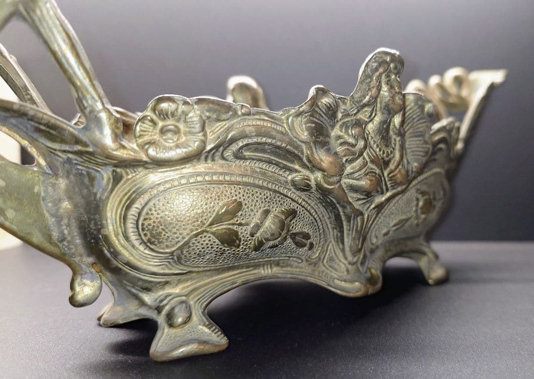 真鍮製 アンティーク ジャルディニエール　アールヌーボーデザイン