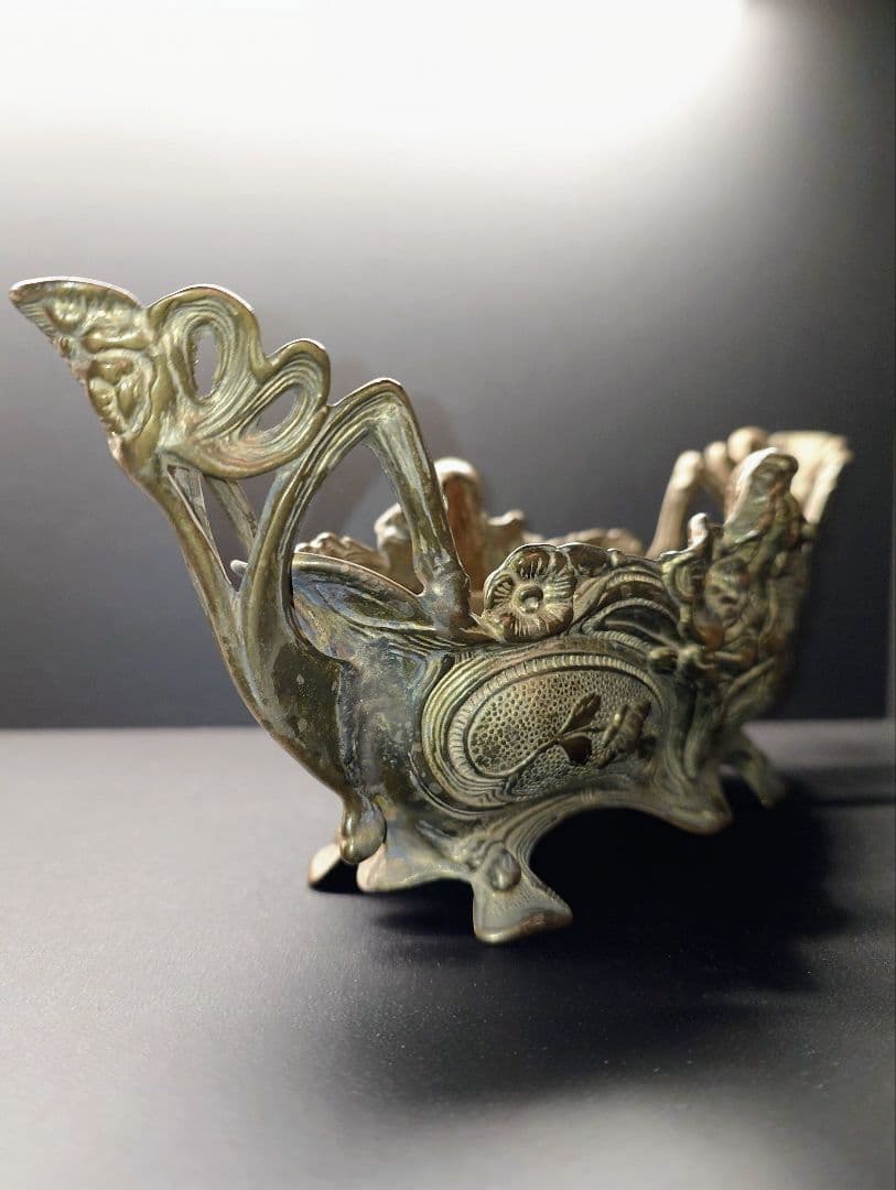 真鍮製 アンティーク ジャルディニエール　アールヌーボーデザイン