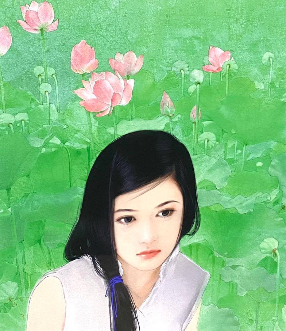 ジクレ+手彩　平凡・陳淑芬　直筆サイン　ピンファン　チェン・シュウフェン　版画