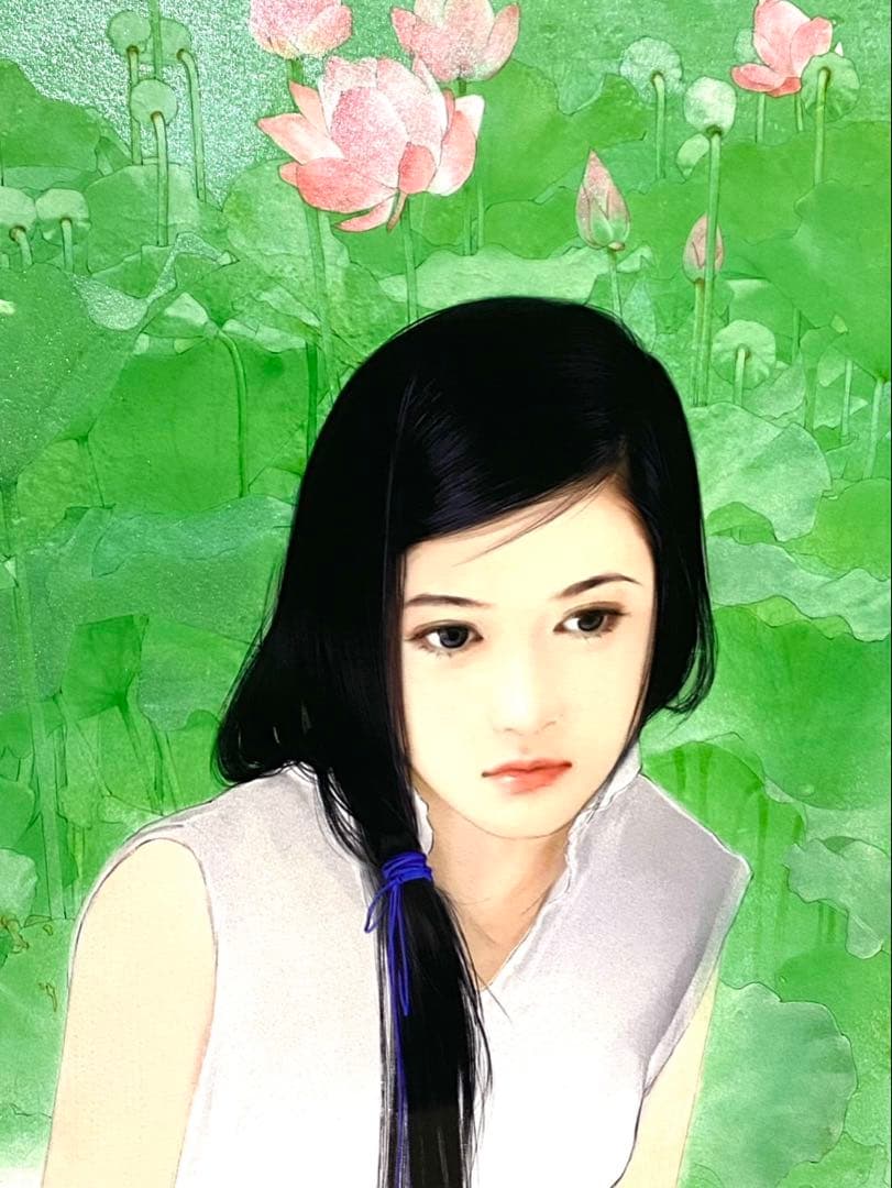 ジクレ+手彩　平凡・陳淑芬　直筆サイン　ピンファン　チェン・シュウフェン　版画