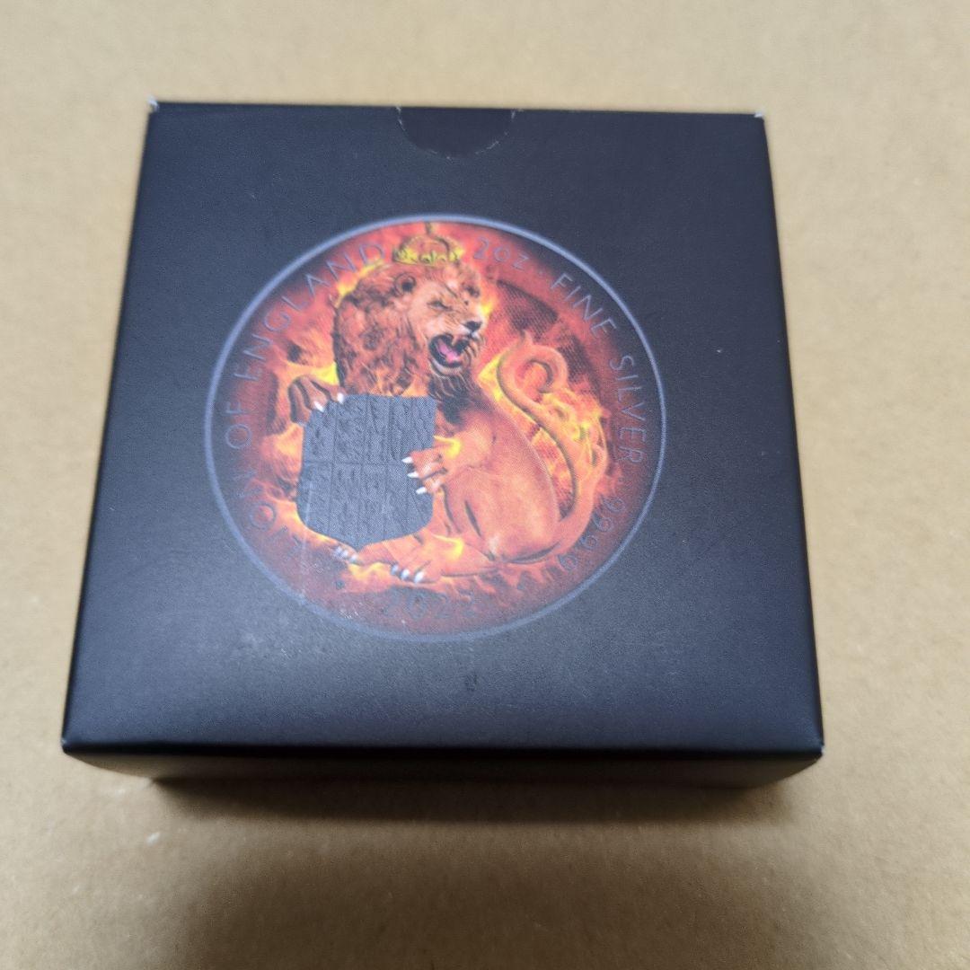 ロイヤルチューダー燃えるライオン2オンス純銀