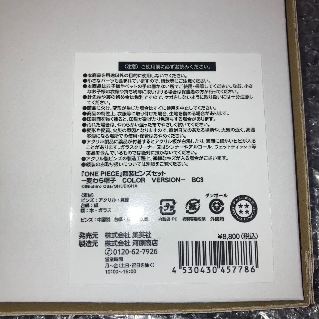 ワンピース　麦わら帽子　額装ピンズセット　カラー