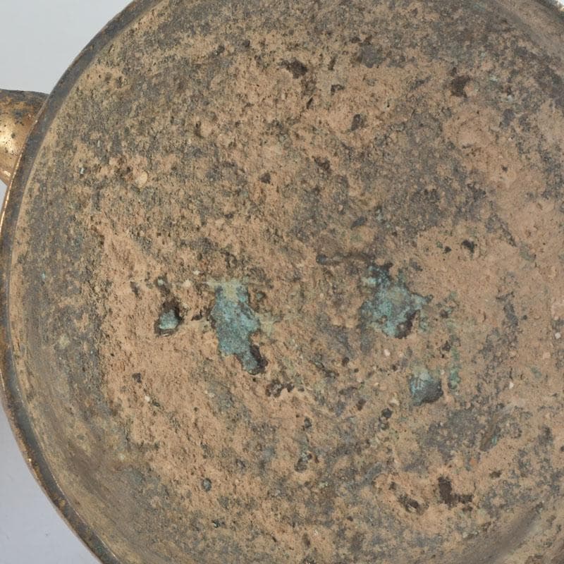 中国　古銅鍍金　漢詩刻　饕餮文　神獣蓋壷　M　9857A