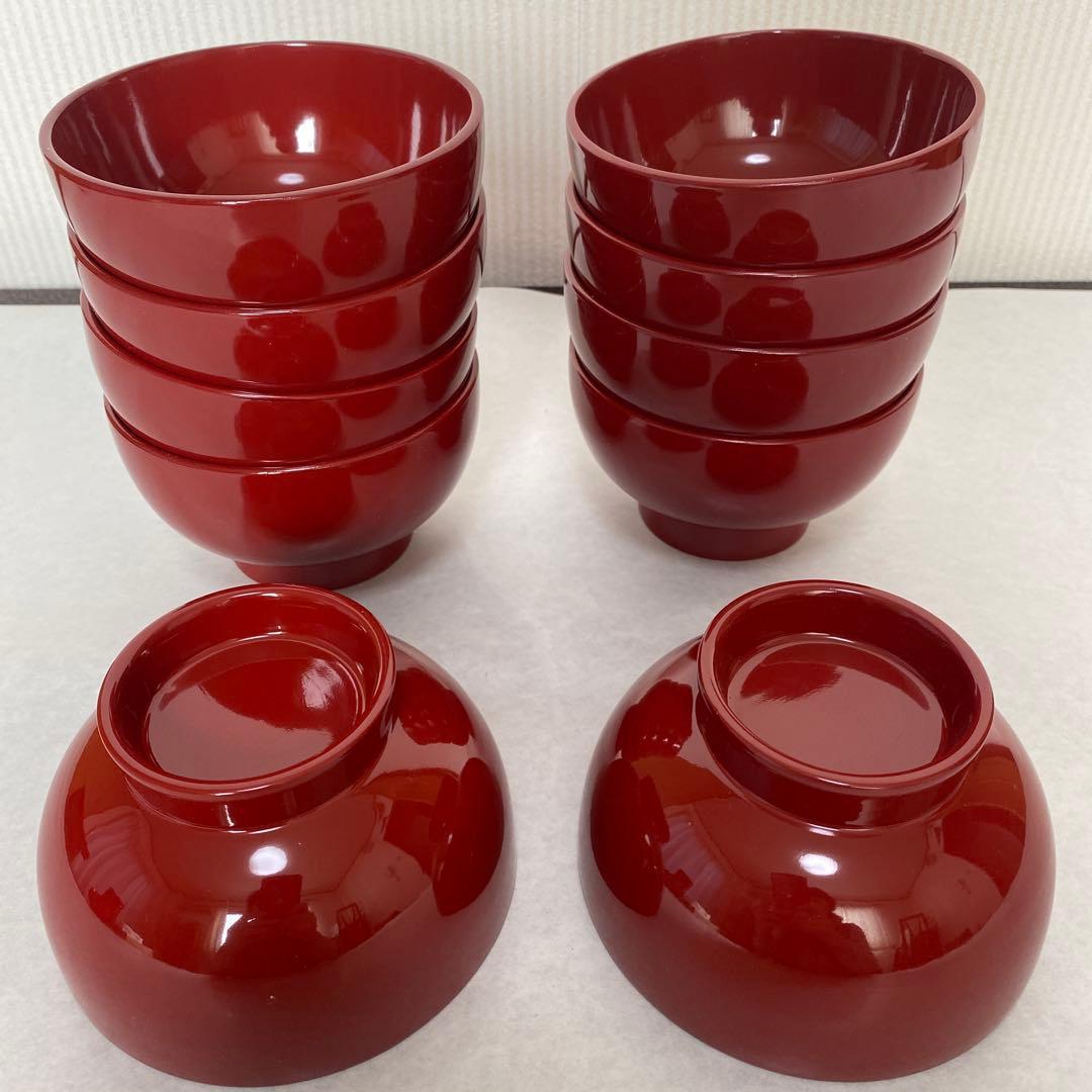 朱塗り椀　10個　未使用