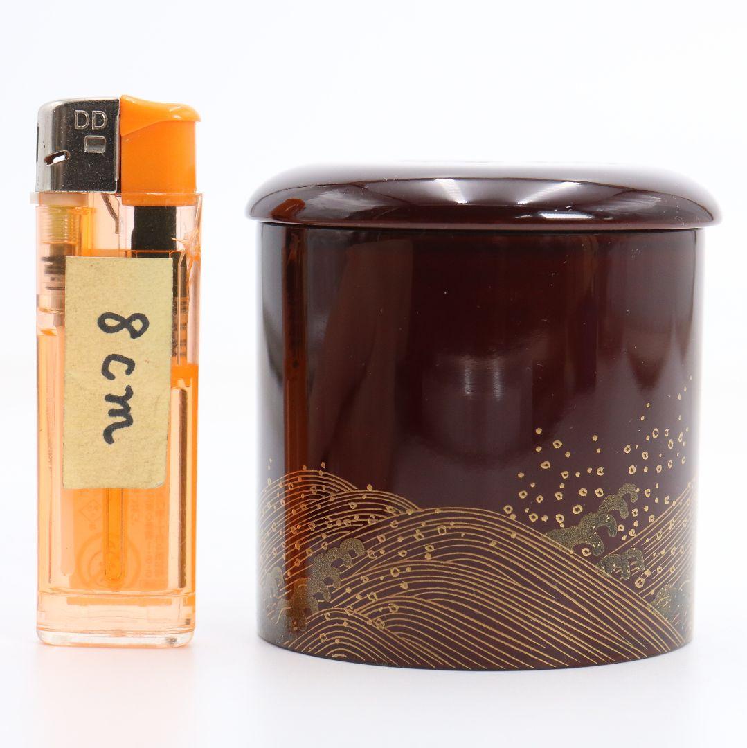 加賀蒔絵師 中村孝也作 波千鳥 寸切 薄茶器 溜塗 茶道具 共箱　V984