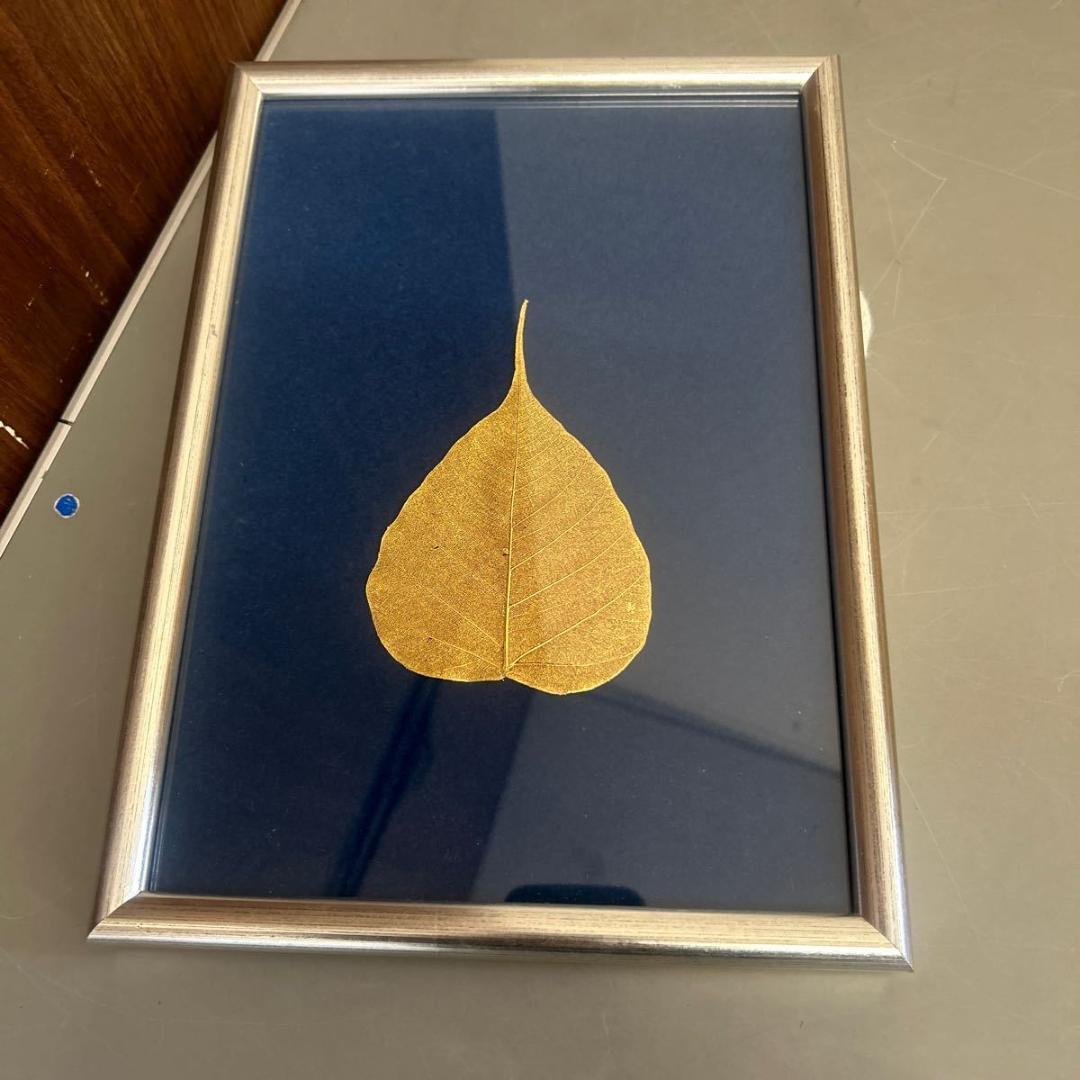 菩提樹の葉 菩提樹葉 純金箔 サイズ(約)：縦27.5cm 横20cm 幅2cm