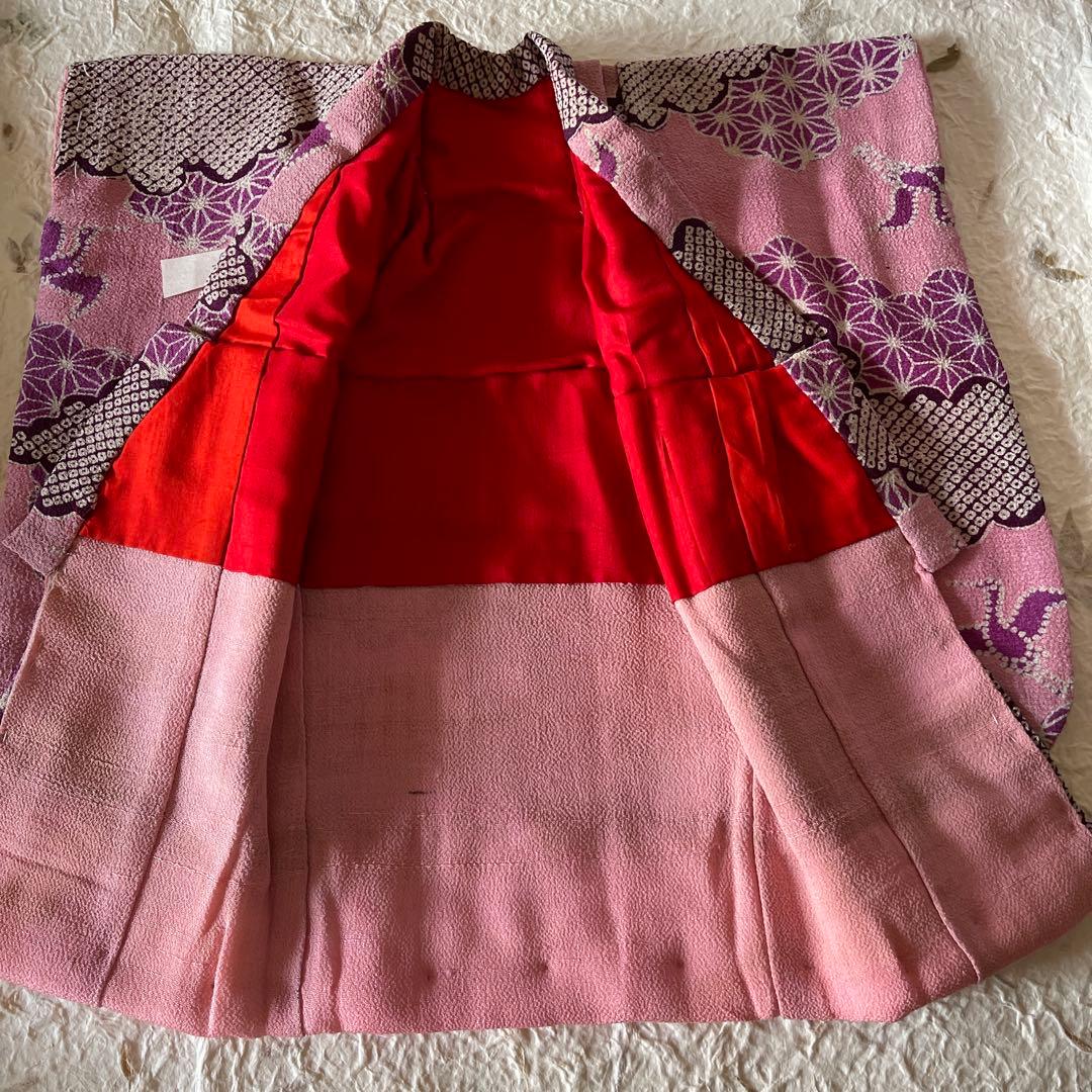 古布縮緬　人形の着物　12号　桃色　2612501