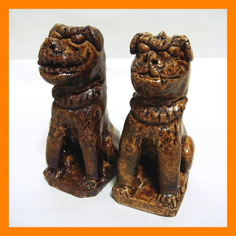 915『獅子狛犬 阿吽一対』　/骨董品 古美術 古道具 アンティーク