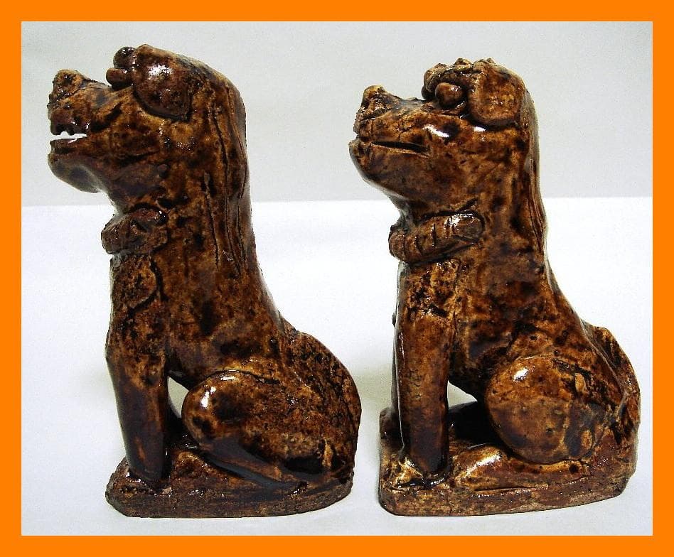 915『獅子狛犬 阿吽一対』　/骨董品 古美術 古道具 アンティーク