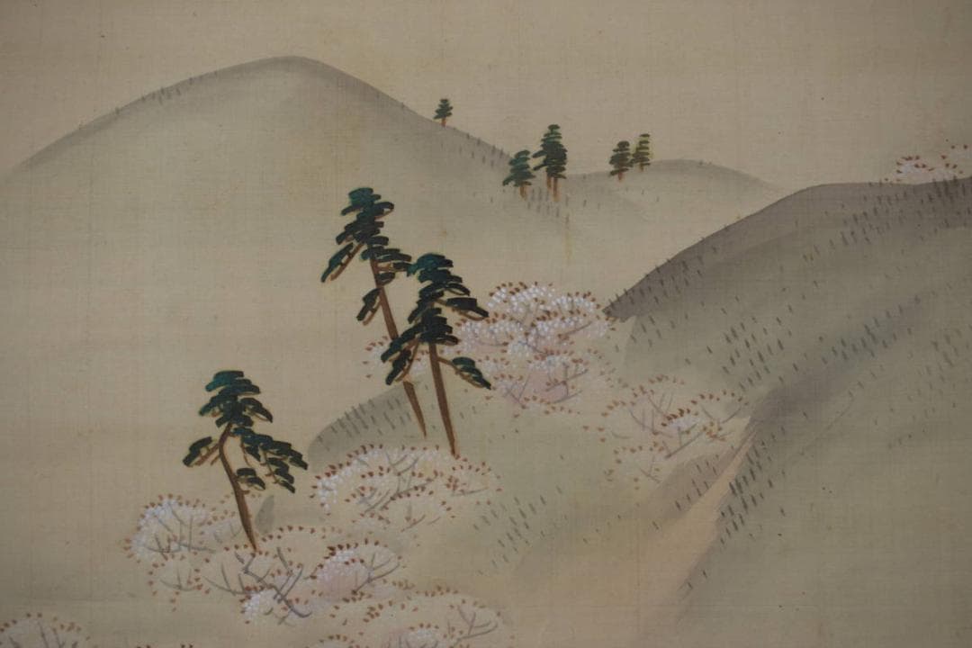 【真作】吉村了斎/孝文/春秋之図/桜花紅葉図/双幅/掛軸☆宝船☆Y-707　JM