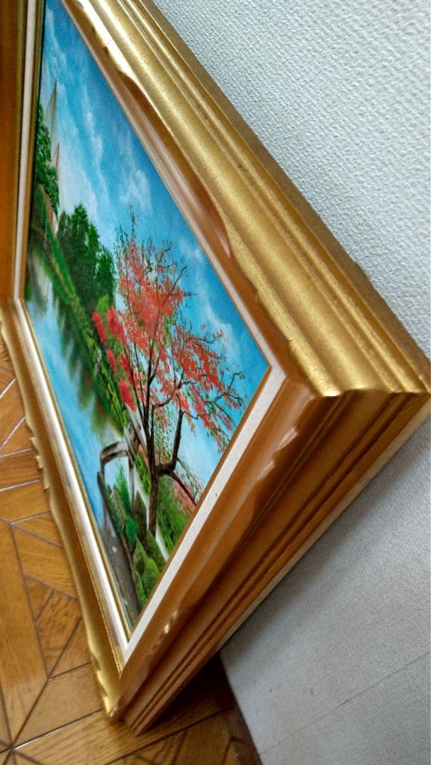 「秋の兼六園」F10 油絵 絵画 風景画 油彩画 額縁 原画