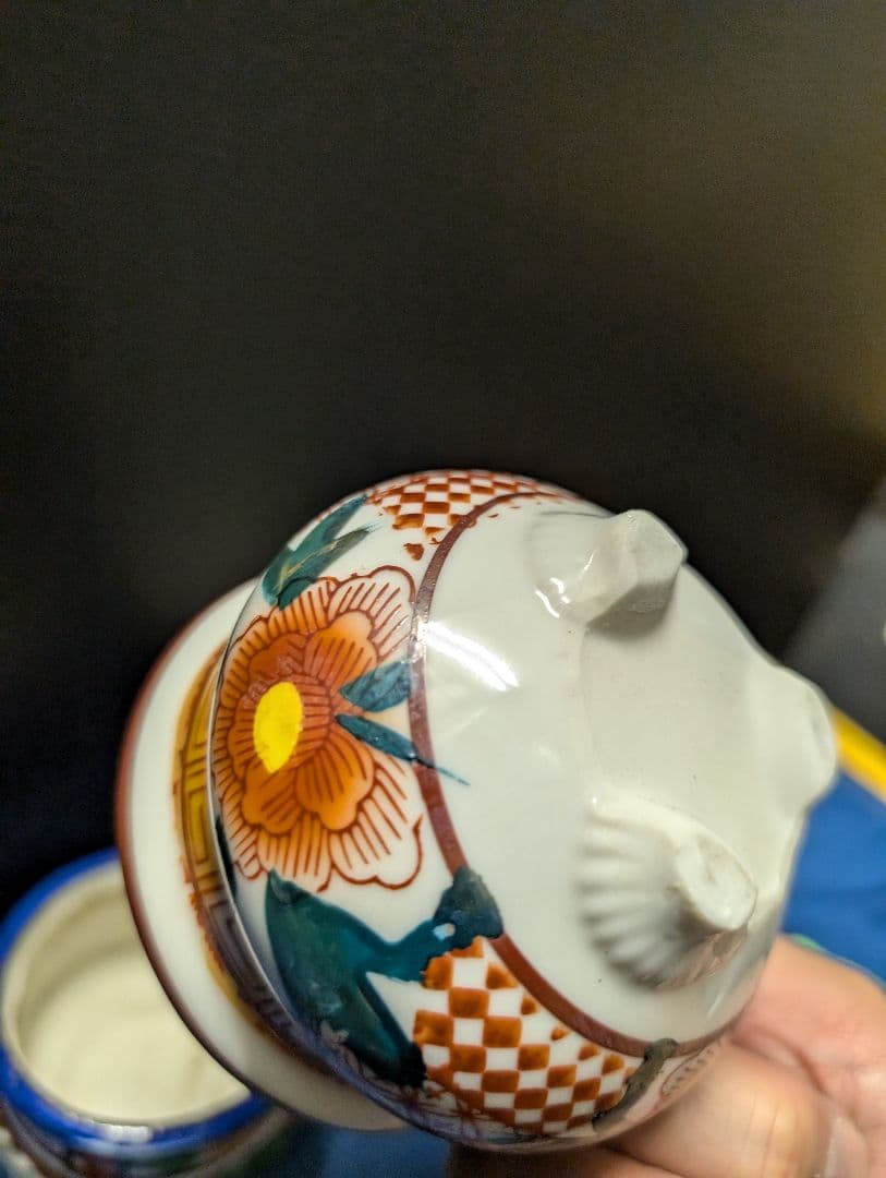 アンティーク戦前赤絵香炉線香立て伊万里