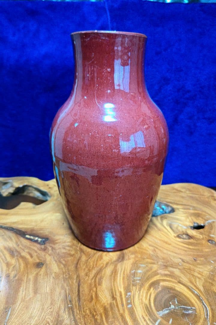辰砂花瓶　　古玩　　鑑定印