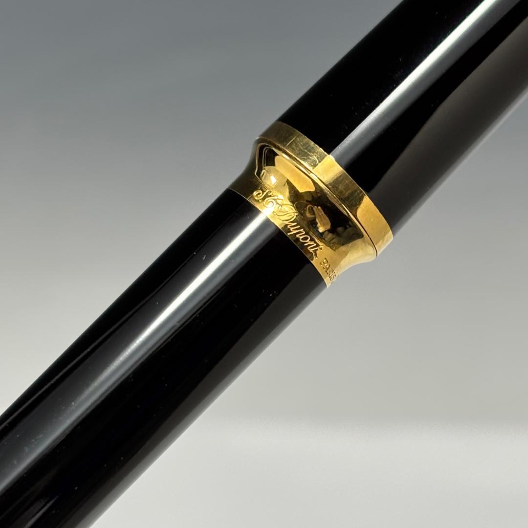 美品【デュポン本物】万年筆/ペン先K18/ブラック×ゴールド