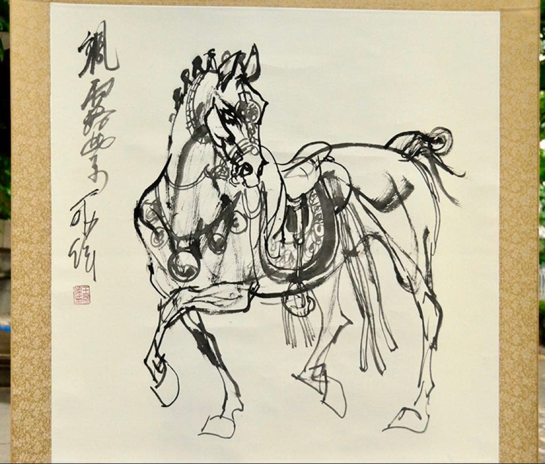 飒露紫 関羽の愛馬、戦馬、三国志の歴史、中国の著名な画家による水墨画