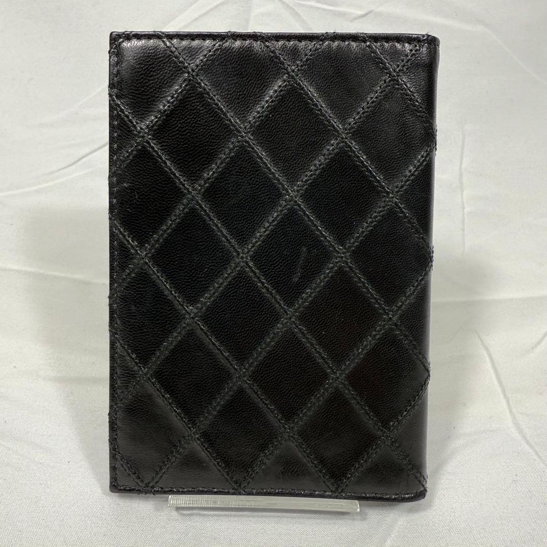 【良品】CHANEL マトラッセ レザー パスポートケース ブラック