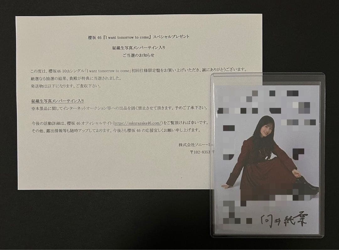 櫻坂46 向井純葉 秘蔵生写真 メンバーサイン入り 直筆 IWTC