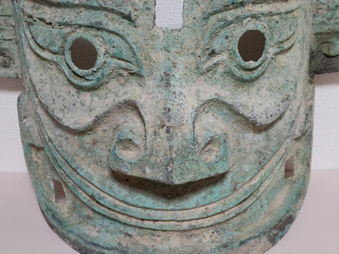 青銅製大型 仮面 神具 夏 商 周時代 横幅約88cm