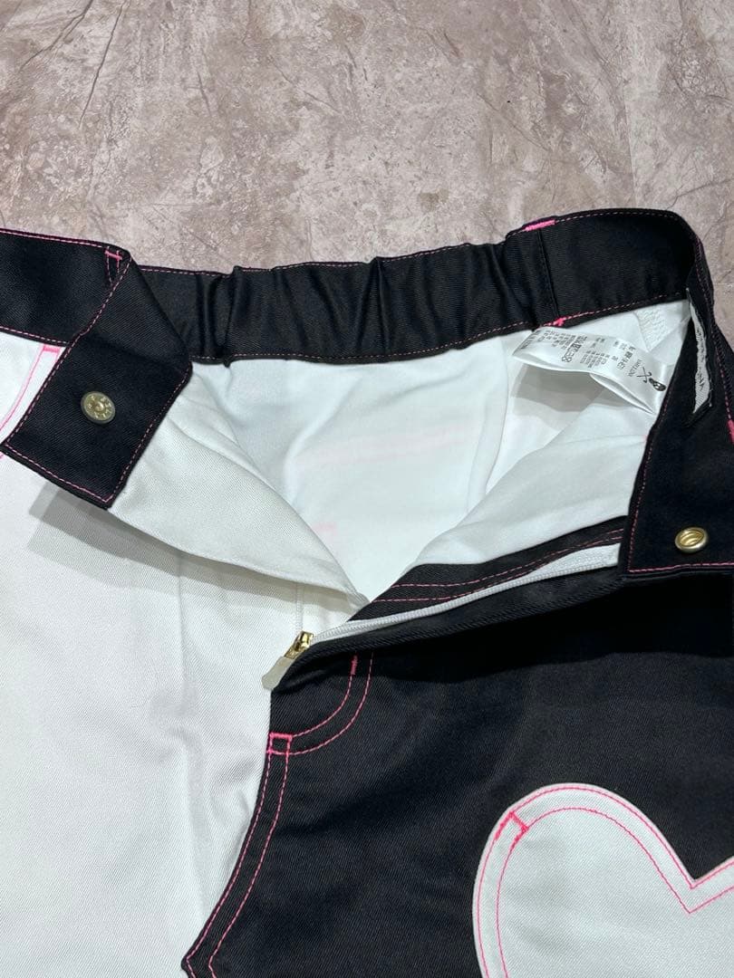 新品 MARK&LONA インナー付きスカート バイカラー ホワイトブラック