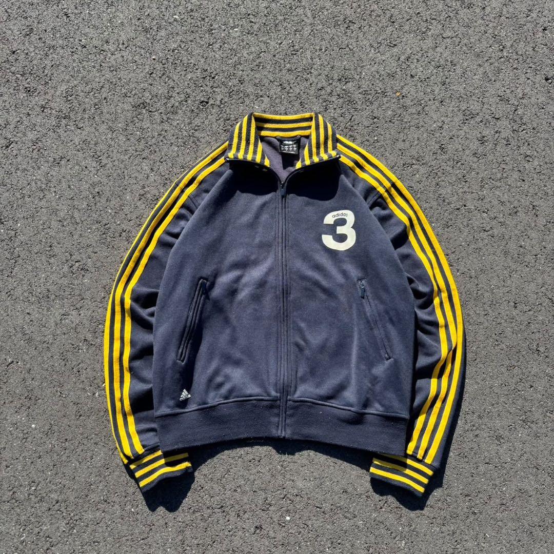 00s adidas トラックジャケット 紺×黄 ナンバリング 3 ハイネック