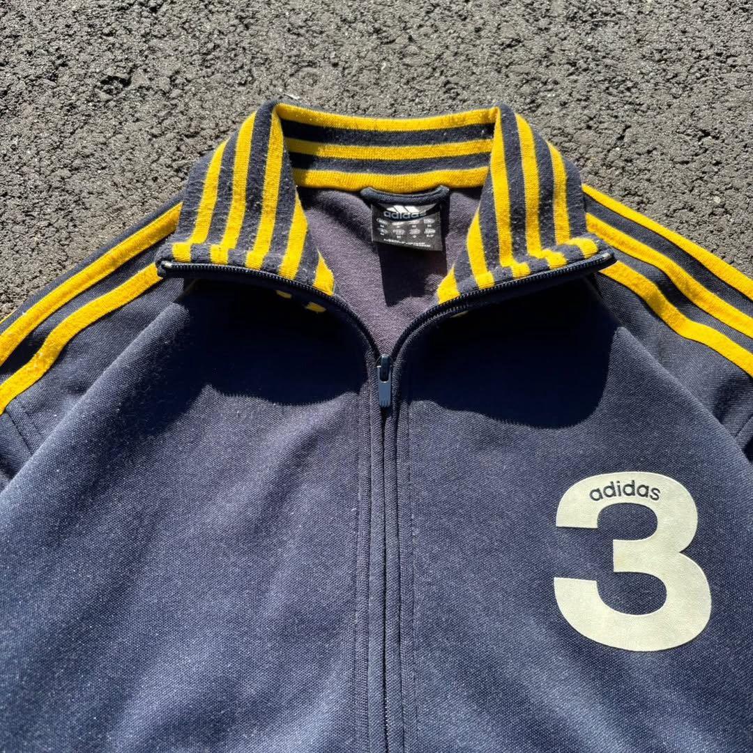 00s adidas トラックジャケット 紺×黄 ナンバリング 3 ハイネック