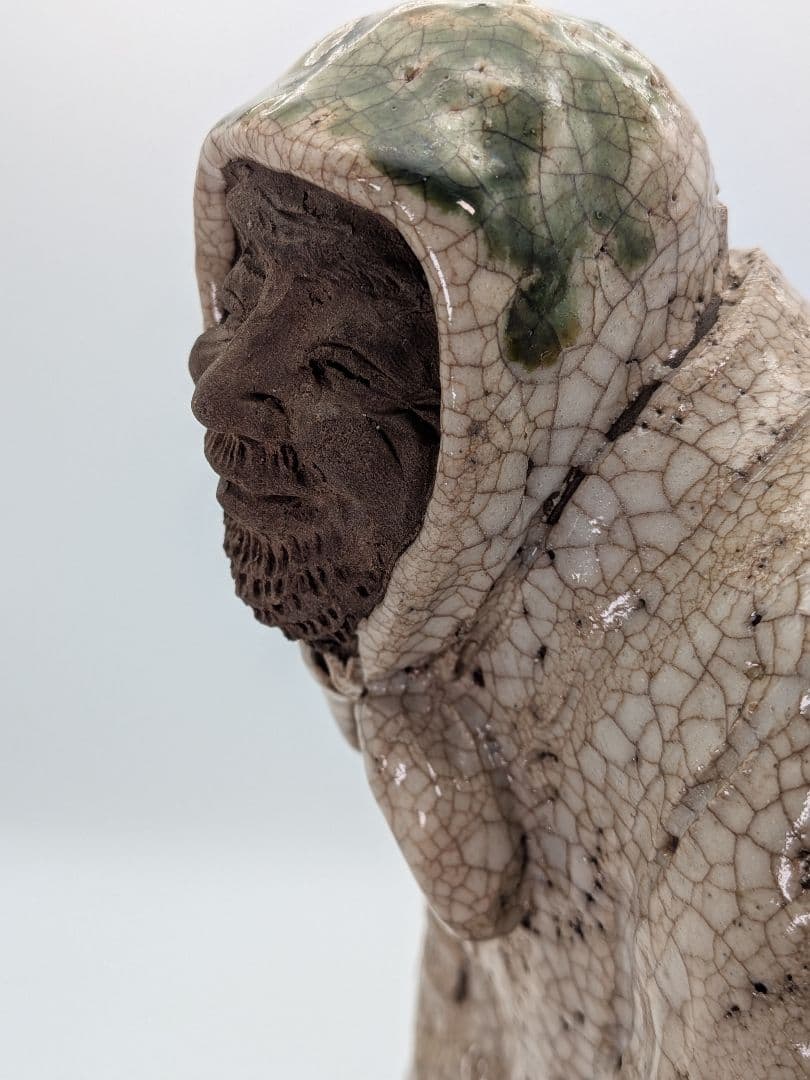 満寿窯 増田重幸 瀬戸焼 陶像「豊作」 共箱合布 農民 百姓 置物 縁起物 在銘