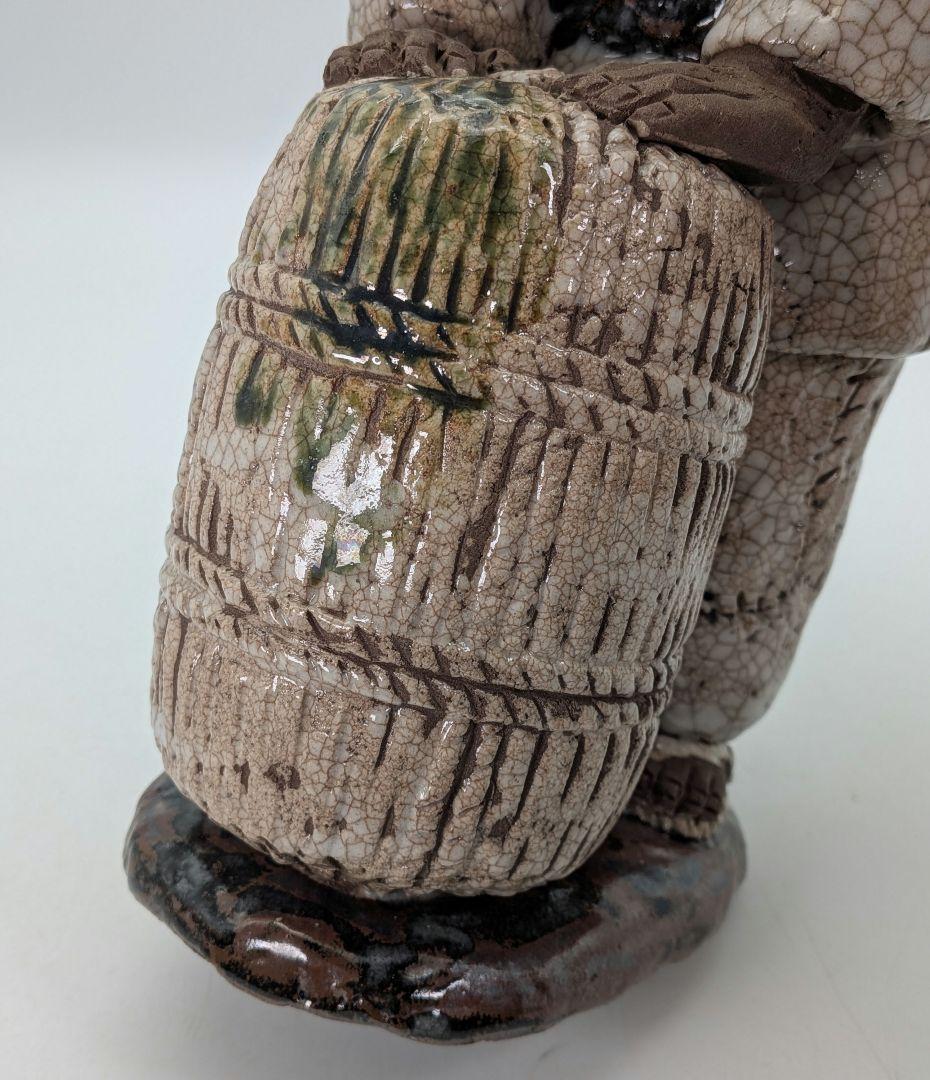 満寿窯 増田重幸 瀬戸焼 陶像「豊作」 共箱合布 農民 百姓 置物 縁起物 在銘