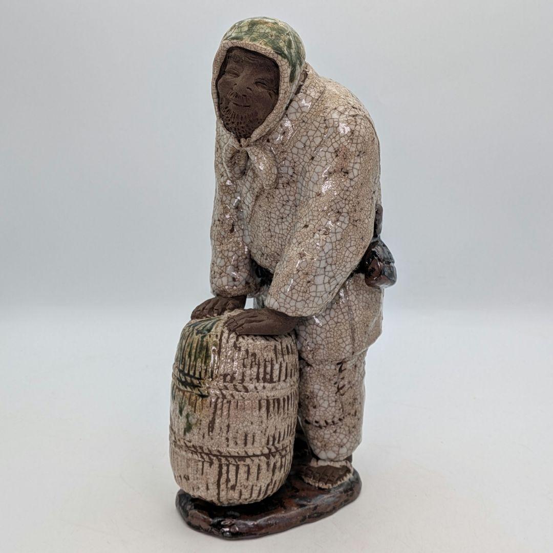 満寿窯 増田重幸 瀬戸焼 陶像「豊作」 共箱合布 農民 百姓 置物 縁起物 在銘