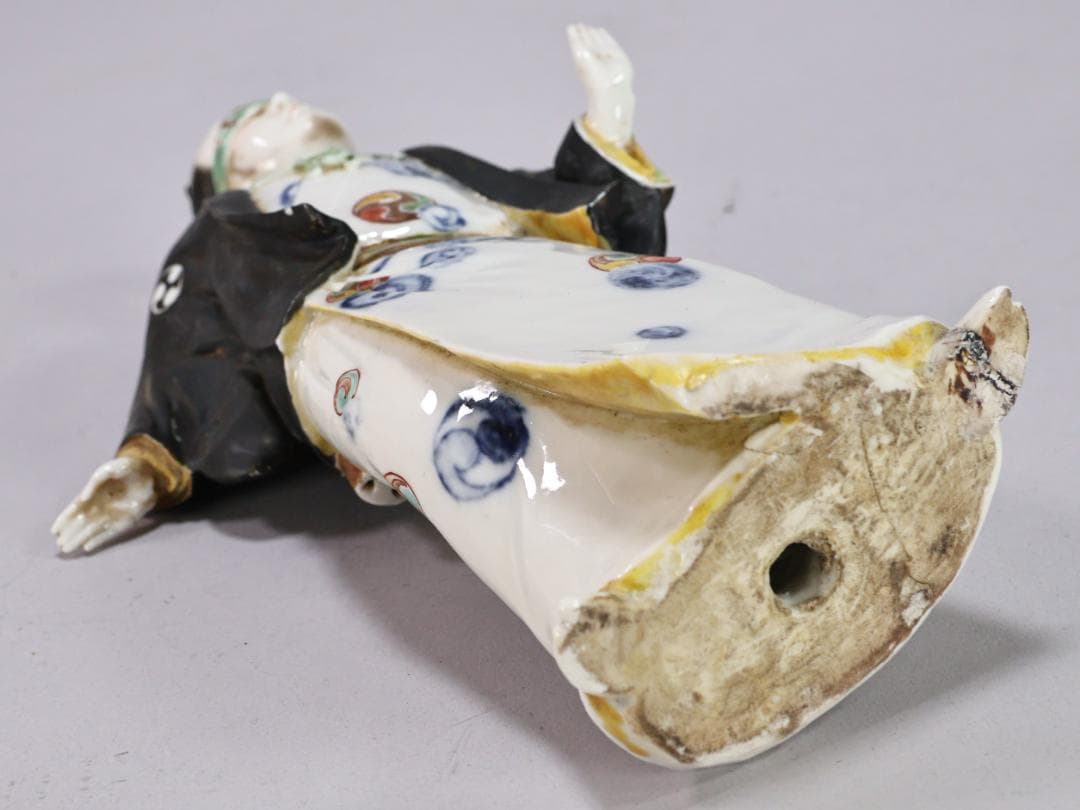 珍品　陶製　人形　「 大石由雄妓遊 」　在銘　置物　大石内蔵助　BK154