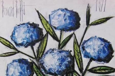 ベルナール・ビュッフェ「Hortensias bleus」希少画集の額装画