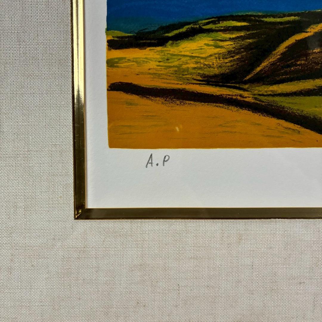 【タンちゃん】美品 田崎廣助「朱不二」リトグラフ 印章有 豪華額装 赤富士