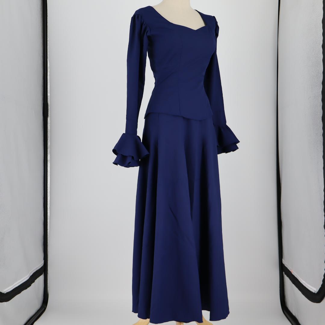 【美品 フラメンコ衣装】ネイビー ブラウス ファルダ シージョ セット