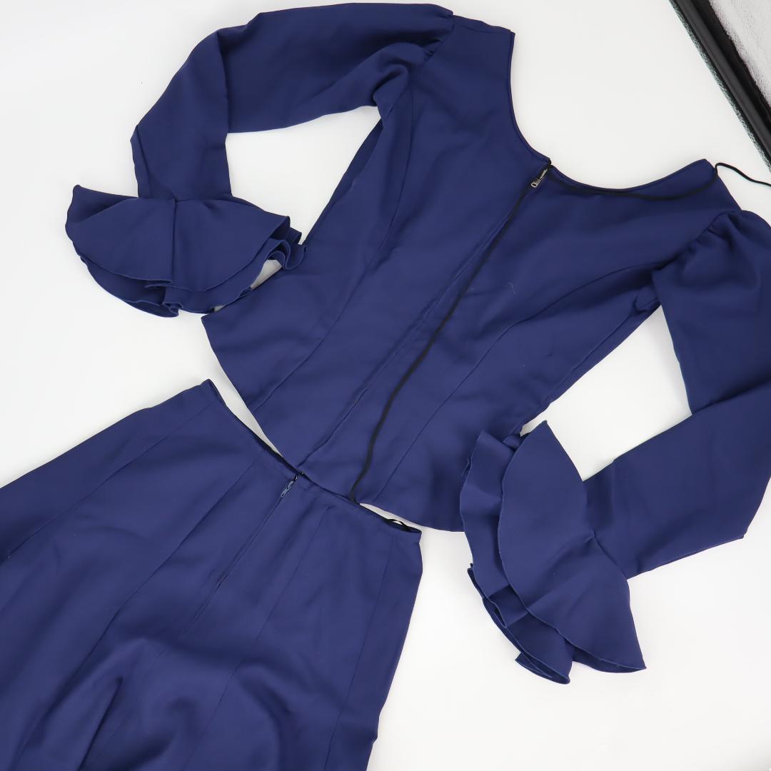 【美品 フラメンコ衣装】ネイビー ブラウス ファルダ シージョ セット