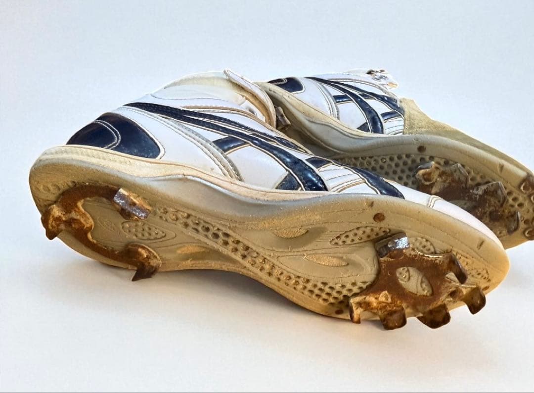 asics オーダースパイク　ハイカット ゴールドステージ　左投げ　白/紺