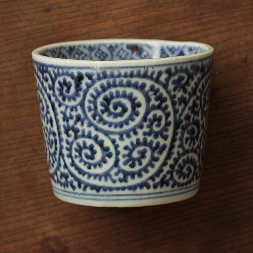 伊万里　古伊万里　江戸　後期　幕末　蕎麦猪口　総柄　蛸唐草　蛇の目　高台