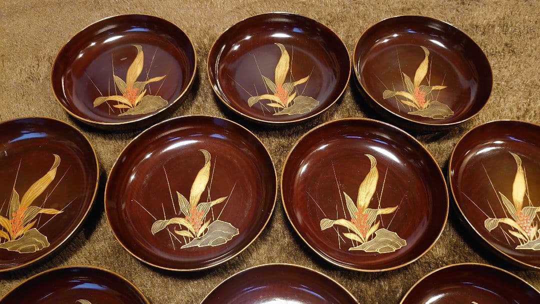 輪島塗　漆器　金蒔絵　蒔絵　豆皿　菓子皿　１０客