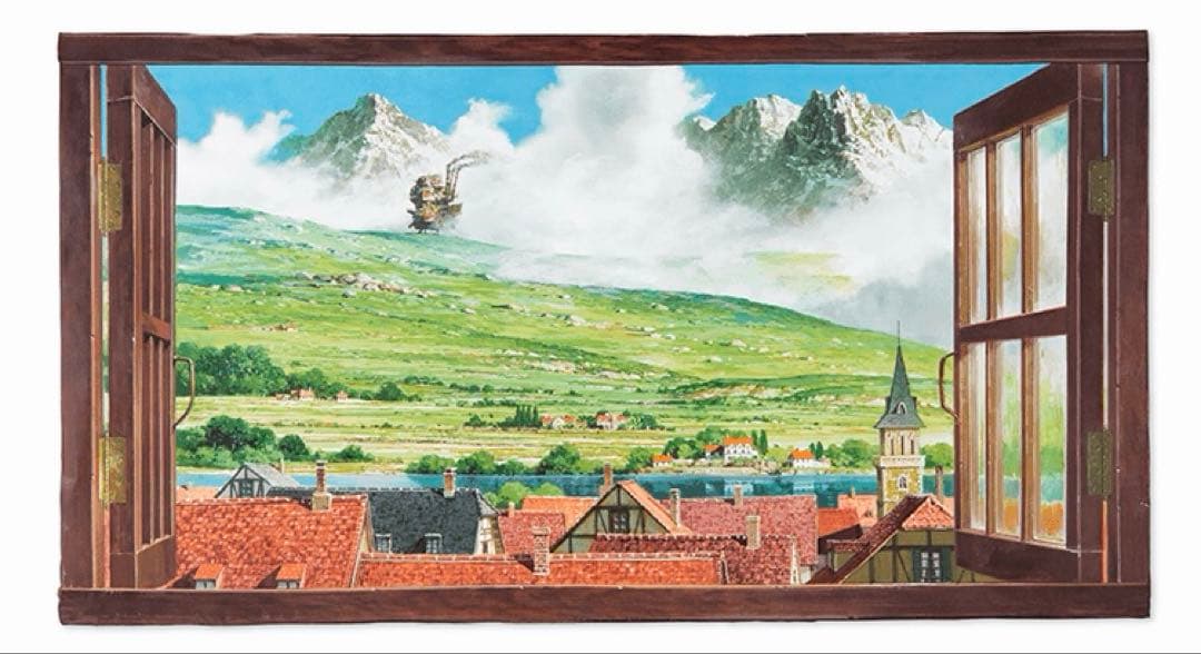 ジブリ美術館オリジナル　壁窓「ハウルが来る町」