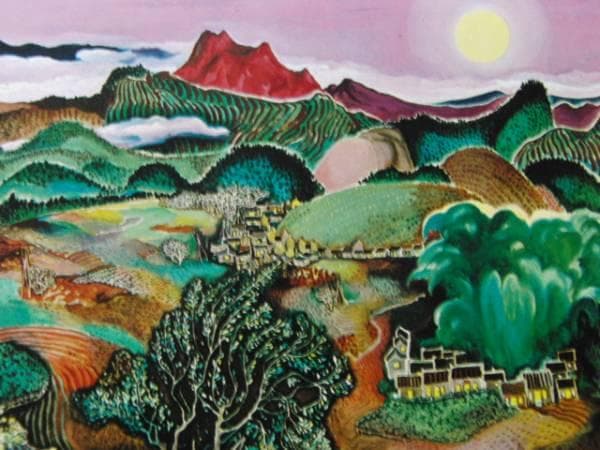 WEN PEOR（温悲鴎）、わが故郷の明月、希少な額装用大判画集画