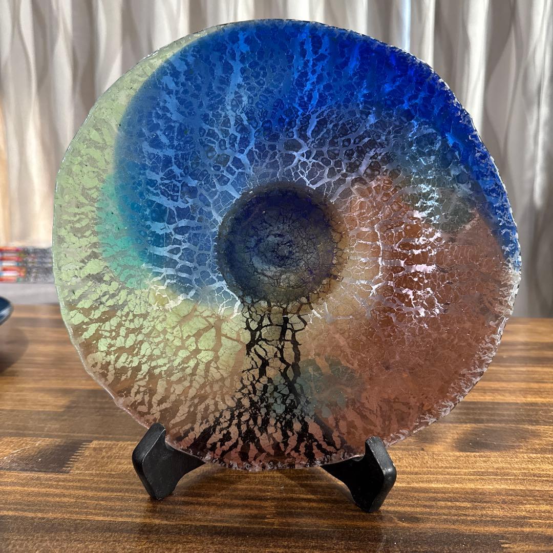 琉球ガラス 稲嶺盛一郎 土紋 皿