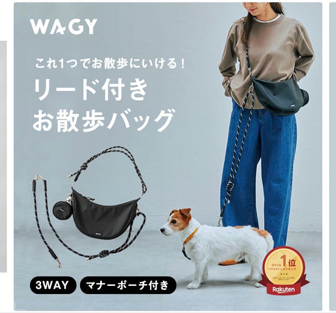 WAGY リード付きお散歩バッグ 3WAY 多頭用リード付