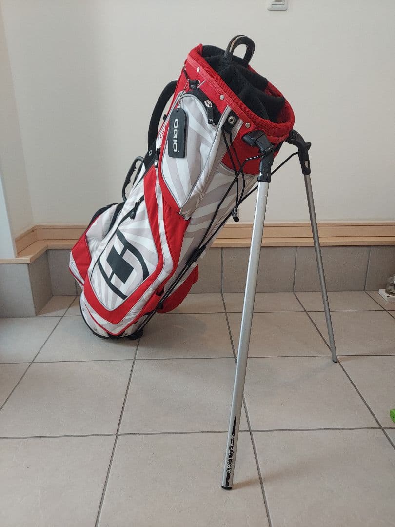 OGIO オジオ キャディバッグ ホワイト/レッド 8分割