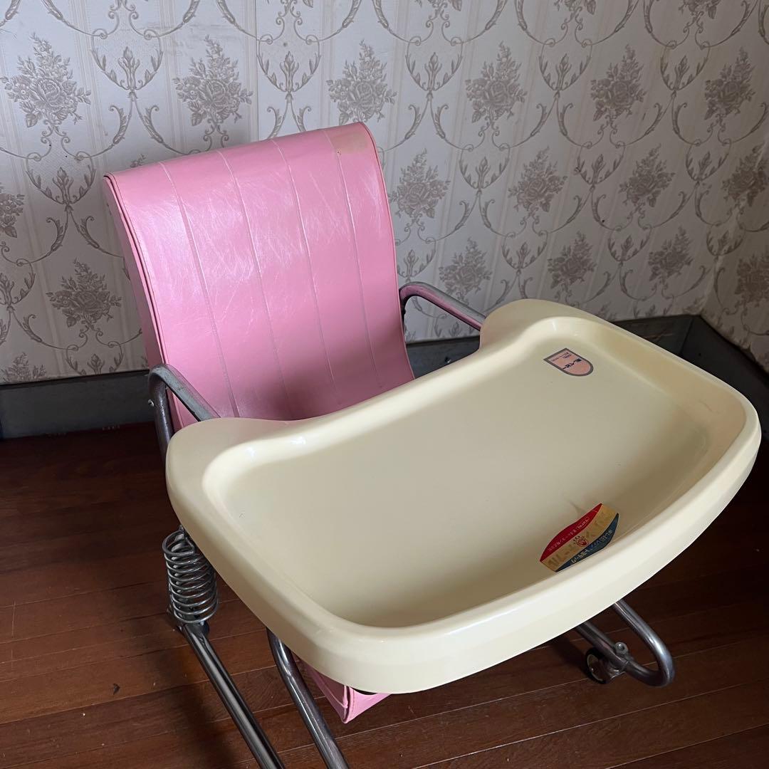 【アンティーク】昭和レトロ アイアンフレーム ベビーチェア お食事椅子 古道具